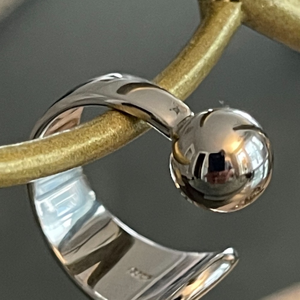 925 Sterling Silver Minimalist Round Pearl Open ring Sz 6 to 8 NWT